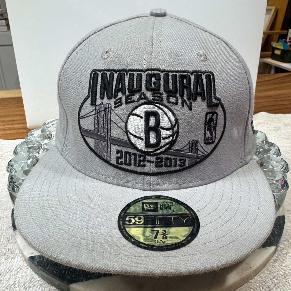 NEW ERA HAT BROOKLYN NETS INAUGURAL SEASON 2012-2013 59FIFTY CAP SZ:7 3/8 NEW